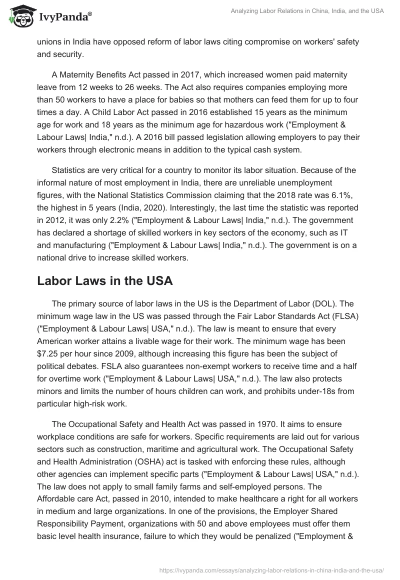 Analyzing Labor Relations in China, India, and the USA. Page 3