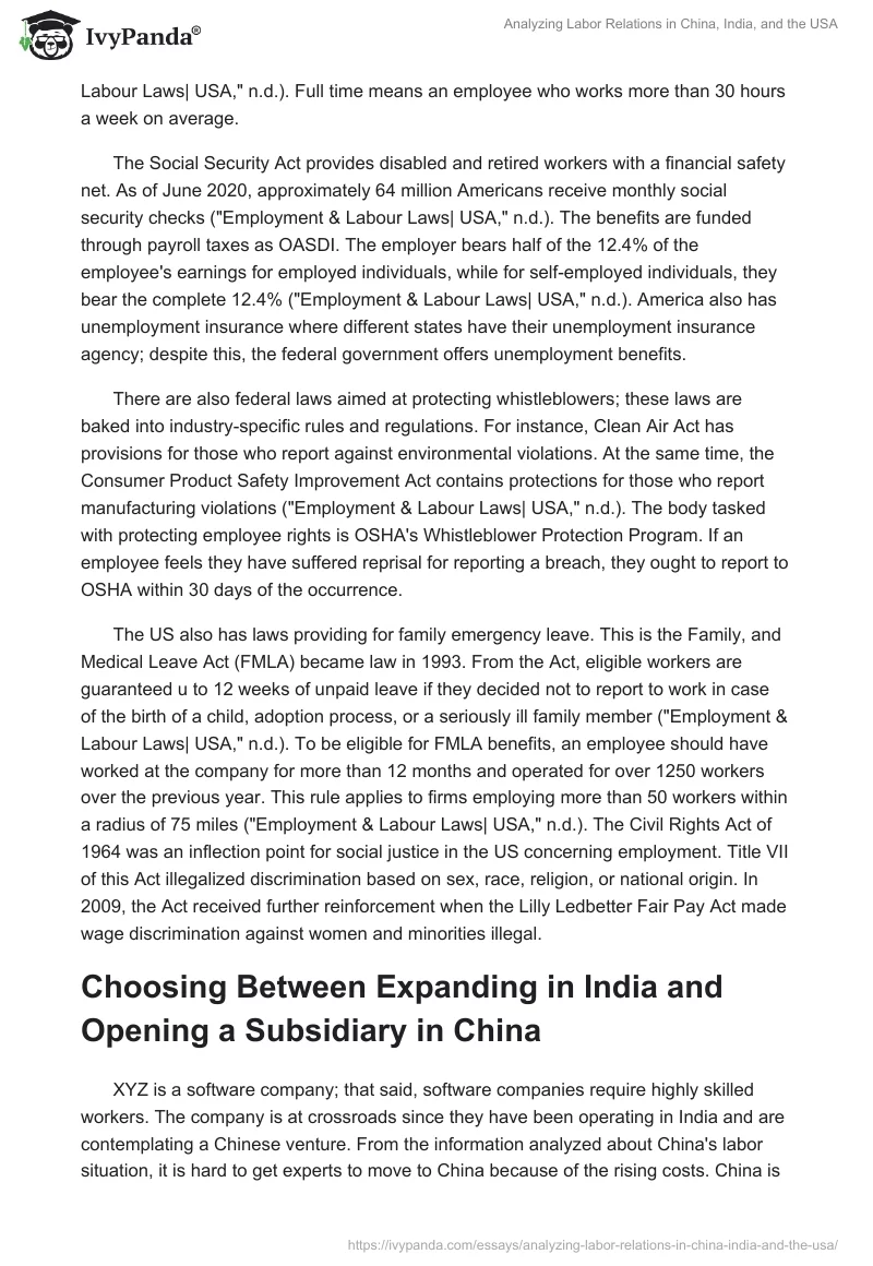 Analyzing Labor Relations in China, India, and the USA. Page 4