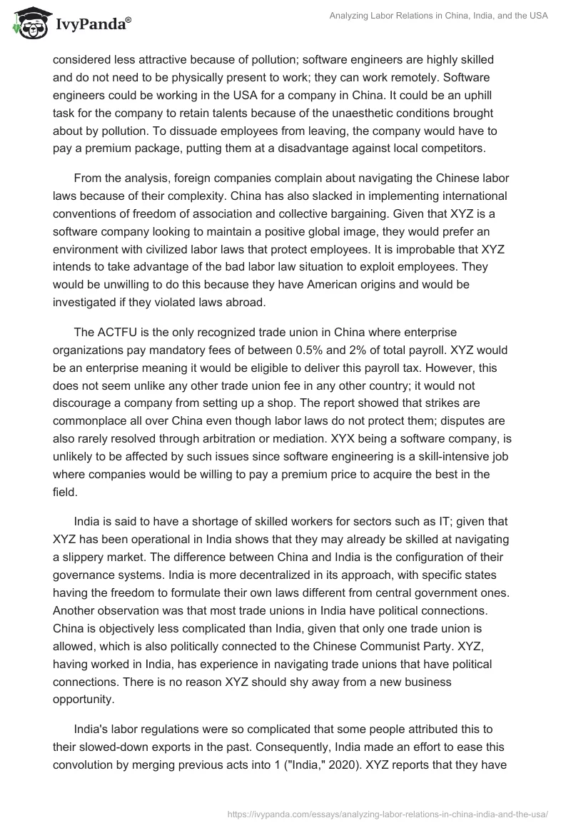 Analyzing Labor Relations in China, India, and the USA. Page 5