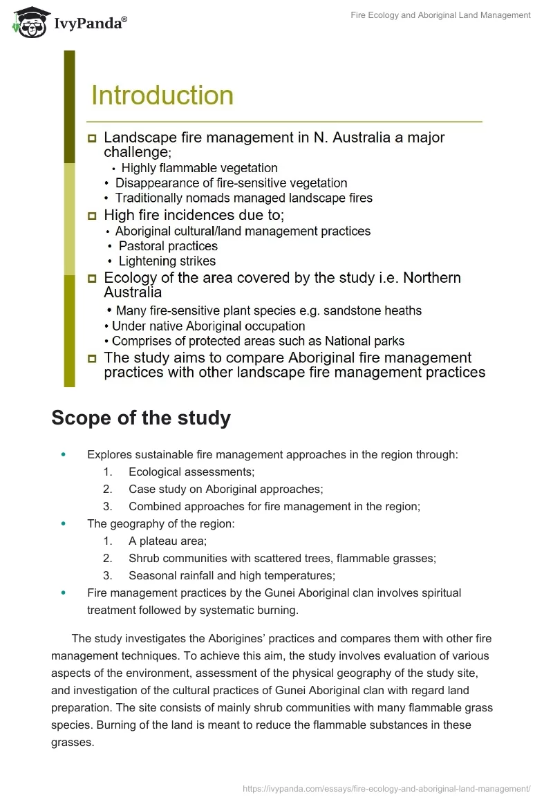 Fire Ecology and Aboriginal Land Management. Page 2