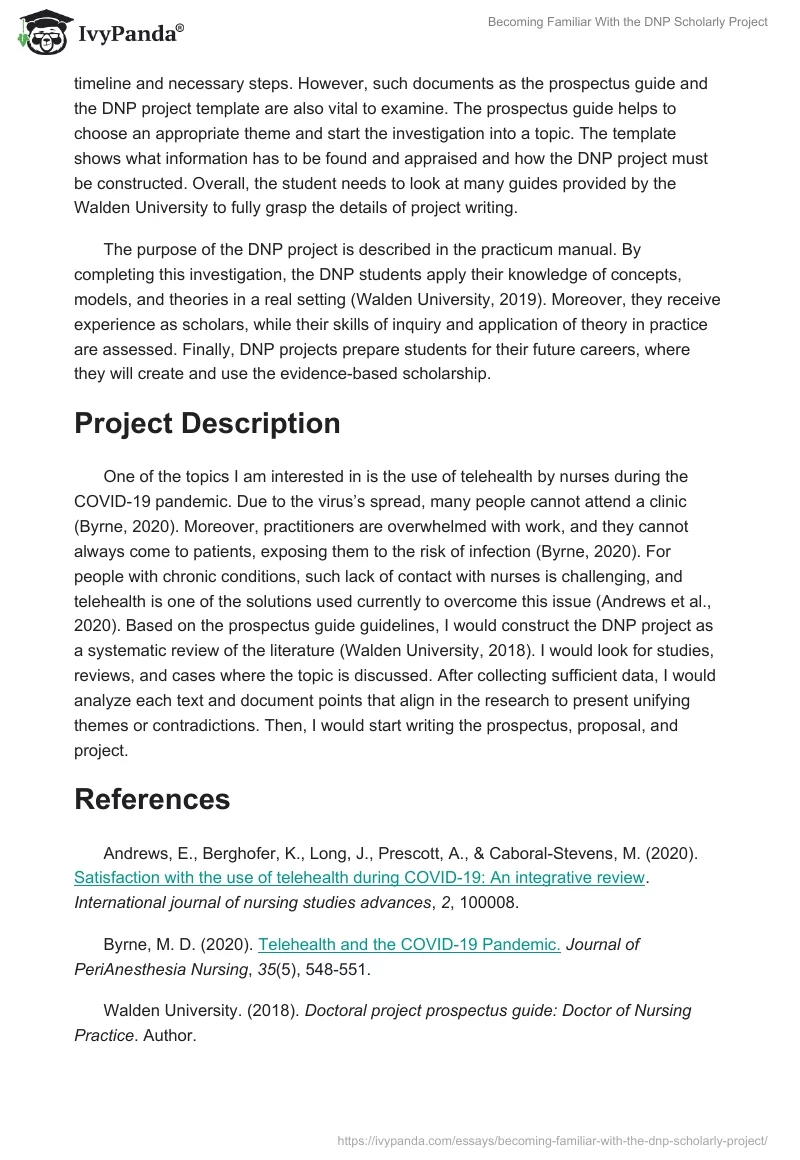 Becoming Familiar With the DNP Scholarly Project. Page 2