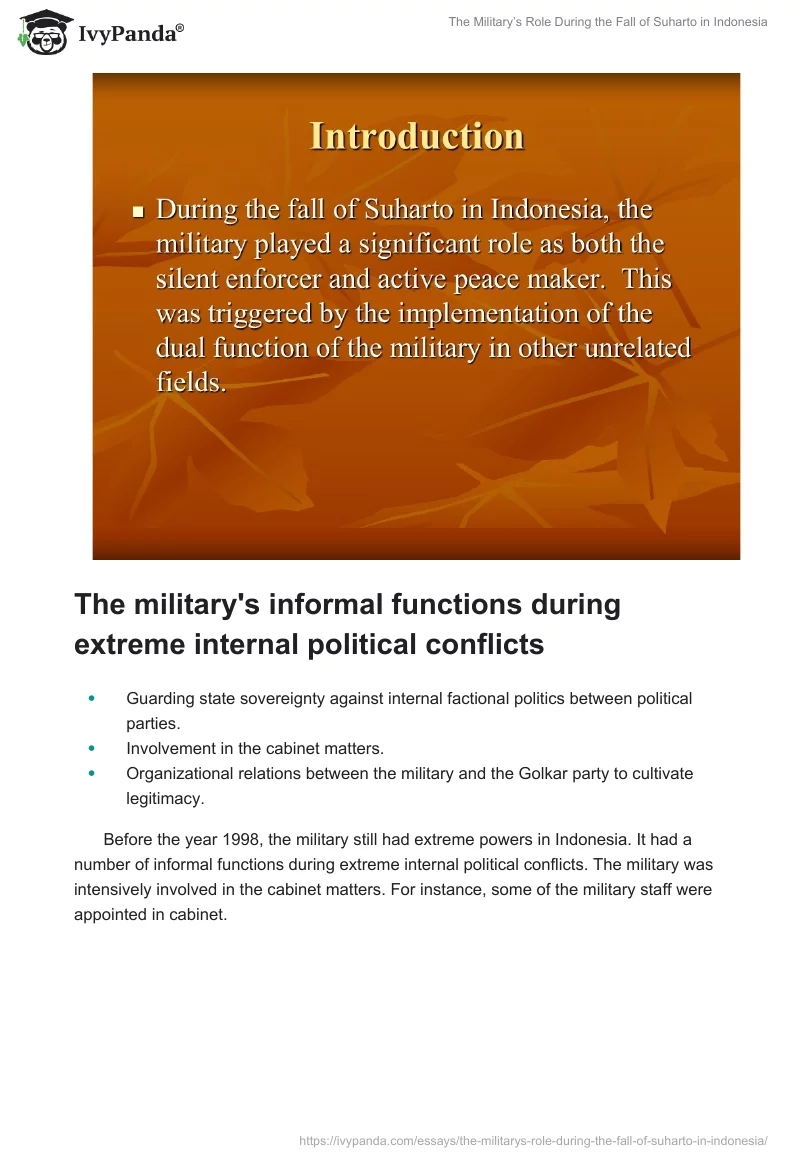 The Military’s Role During the Fall of Suharto in Indonesia. Page 2