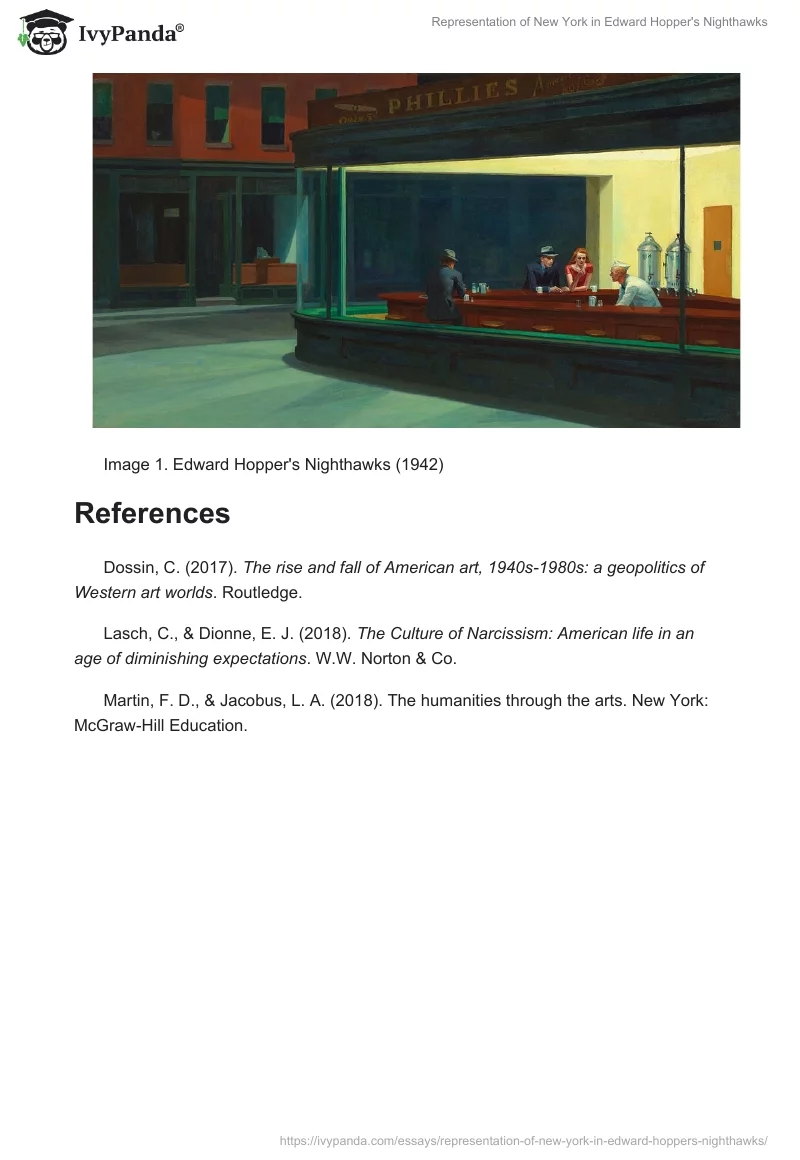Representation of New York in Edward Hopper's "Nighthawks". Page 2