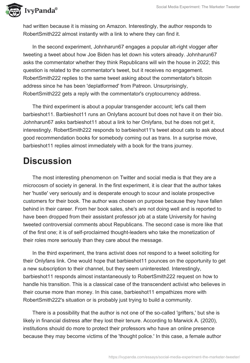 Social Media Experiment: The Marketer Tweeter. Page 2