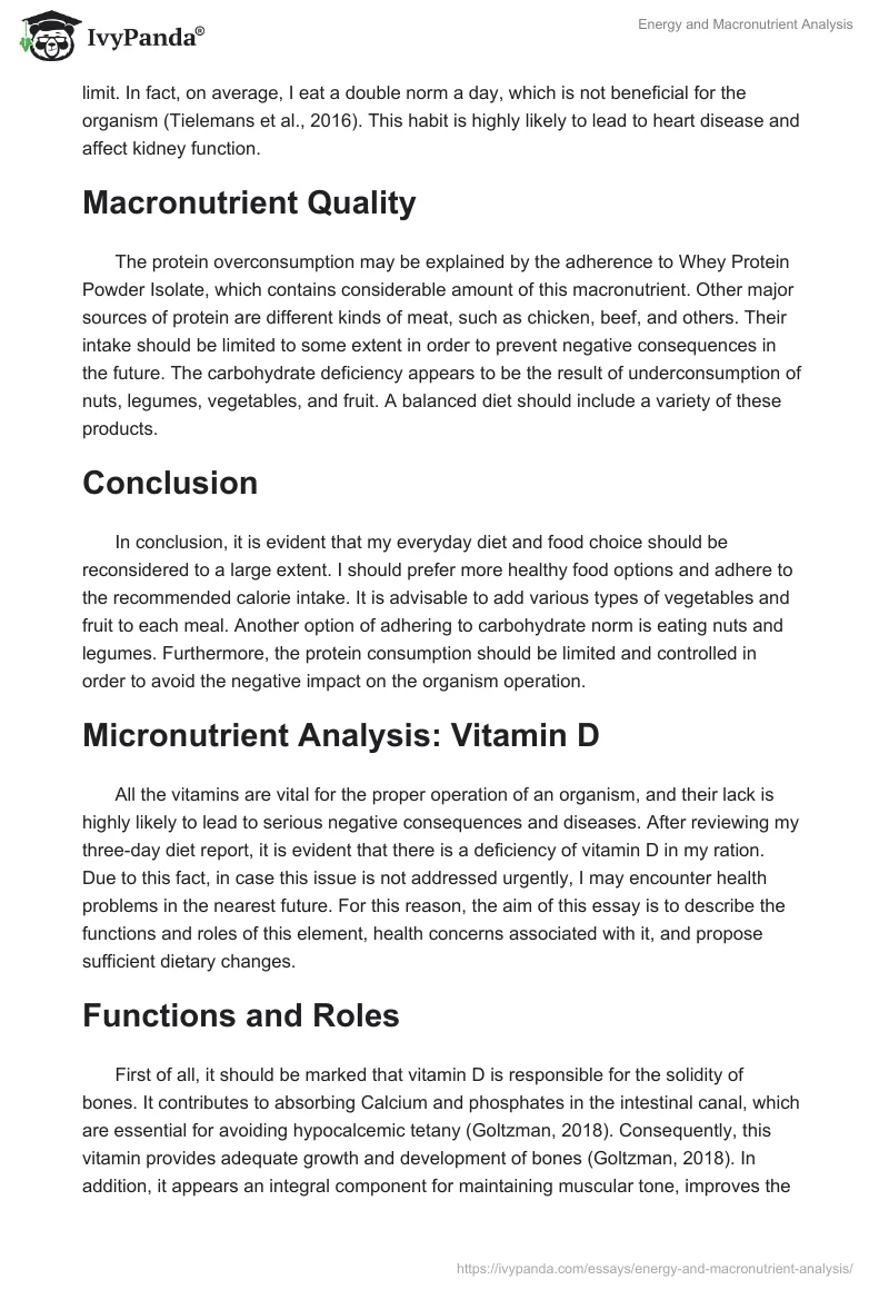 Energy and Macronutrient Analysis. Page 2