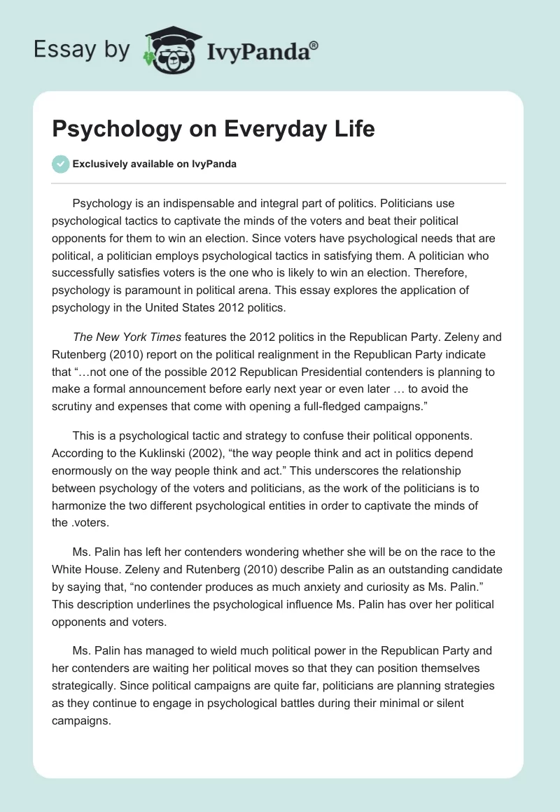 Psychology on Everyday Life. Page 1