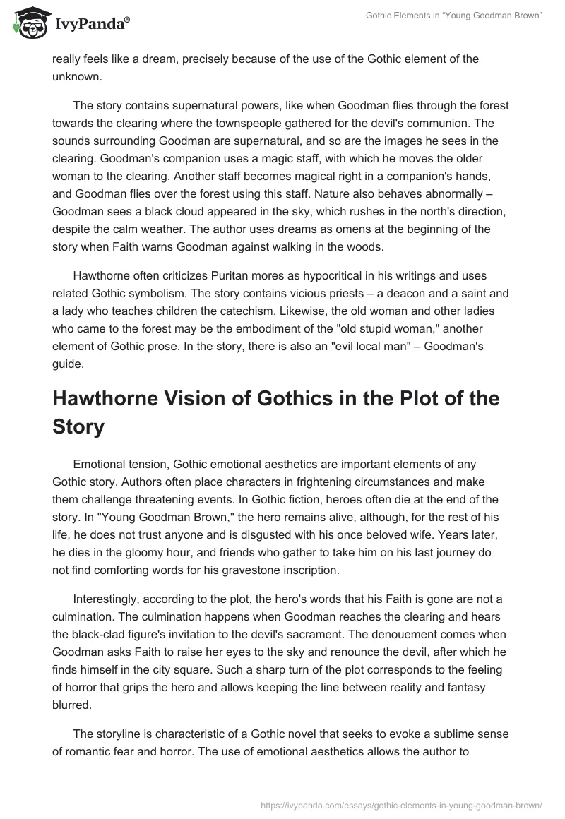 Gothic Elements in “Young Goodman Brown”. Page 3