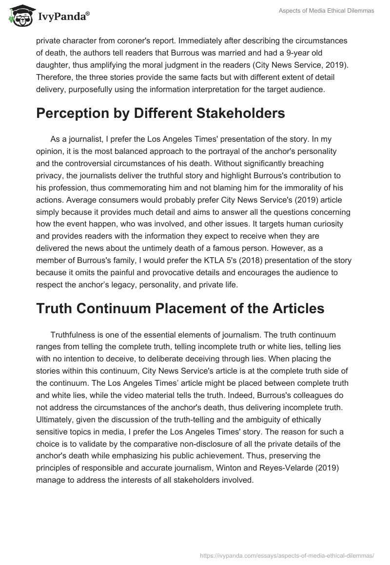 Aspects of Media Ethical Dilemmas. Page 2