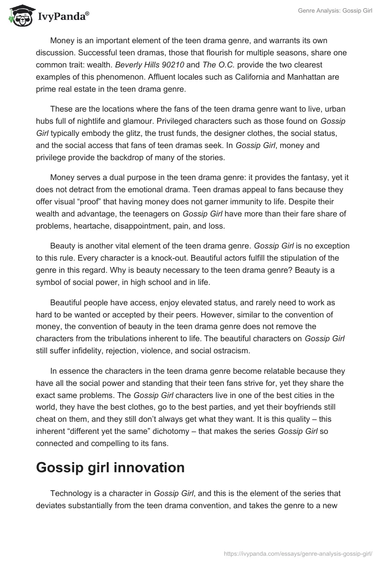 Genre Analysis: Gossip Girl. Page 2
