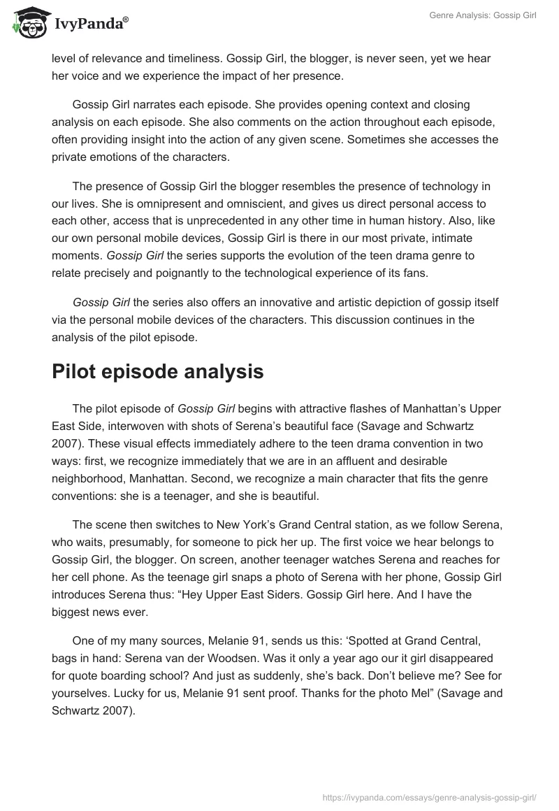 Genre Analysis: Gossip Girl. Page 3
