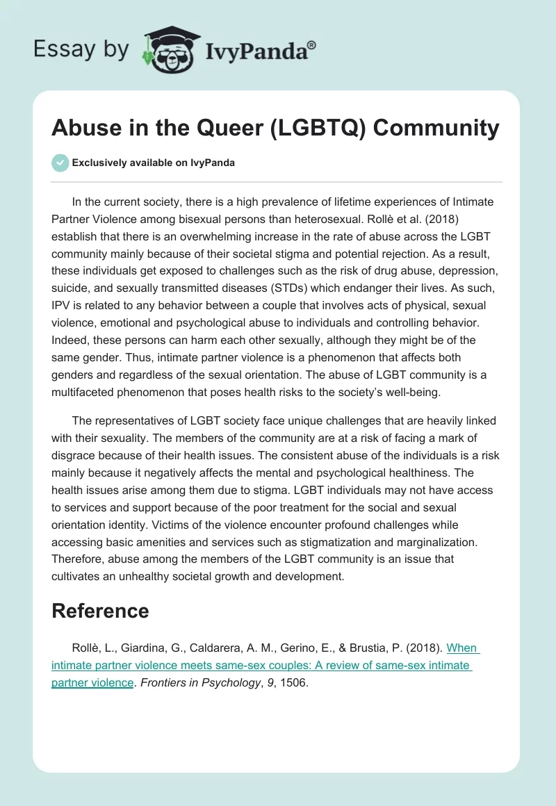 Abuse in the Queer (LGBTQ) Community. Page 1