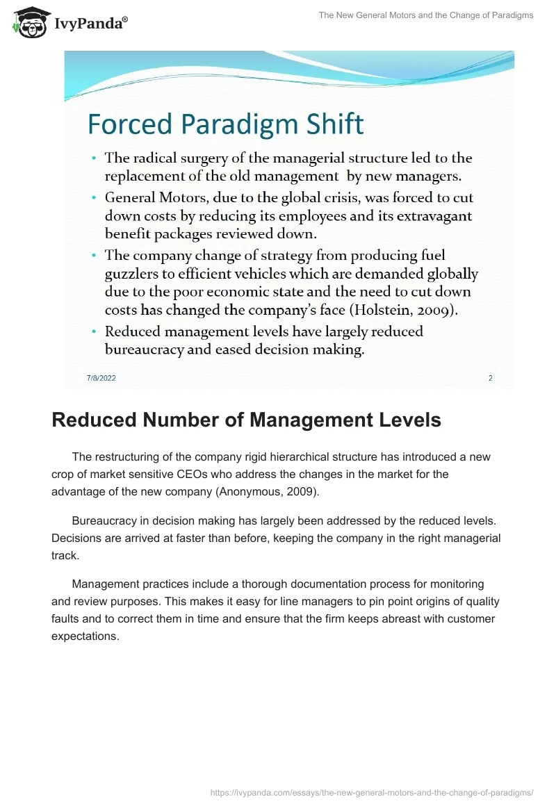 The New General Motors and the Change of Paradigms. Page 2