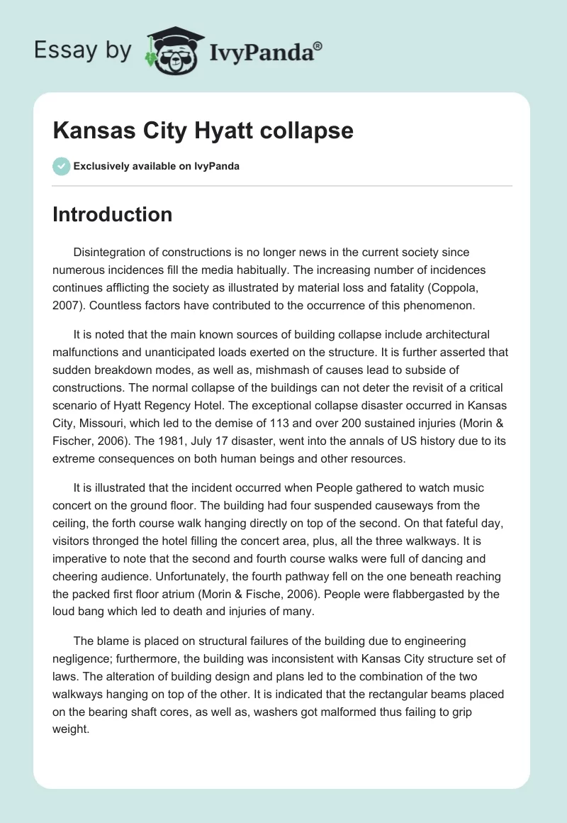 Kansas City Hyatt collapse. Page 1