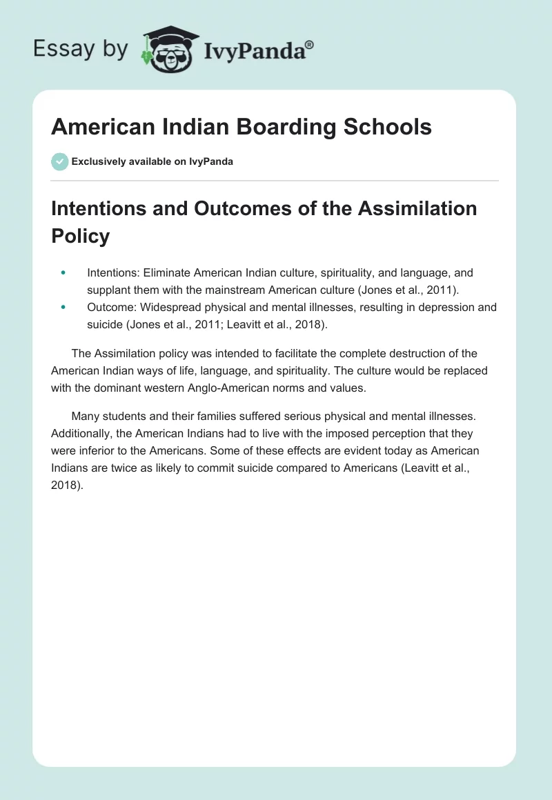 American Indian Boarding Schools. Page 1