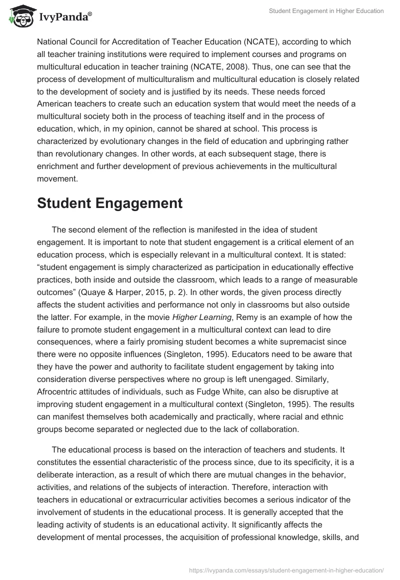 Student Engagement in Higher Education. Page 2