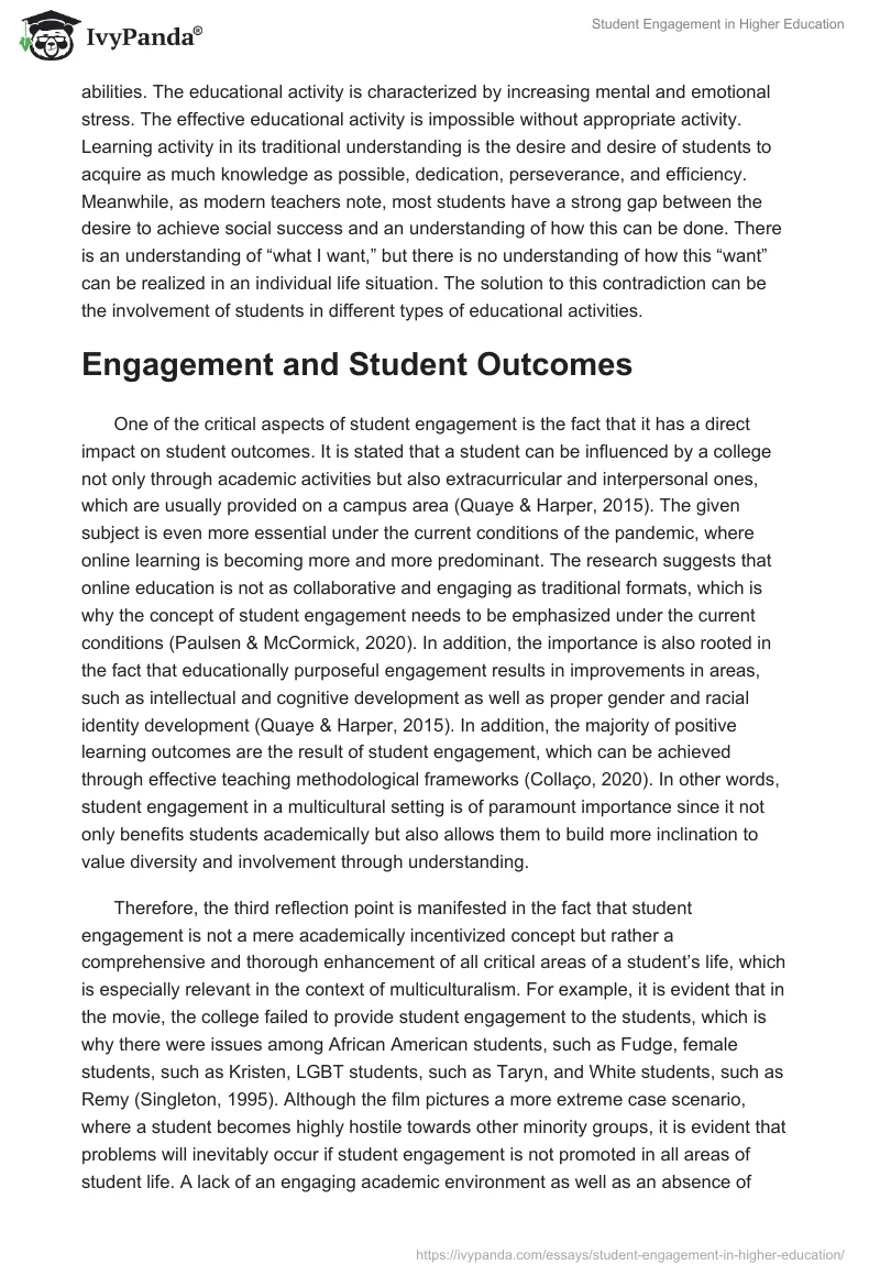 Student Engagement in Higher Education. Page 3