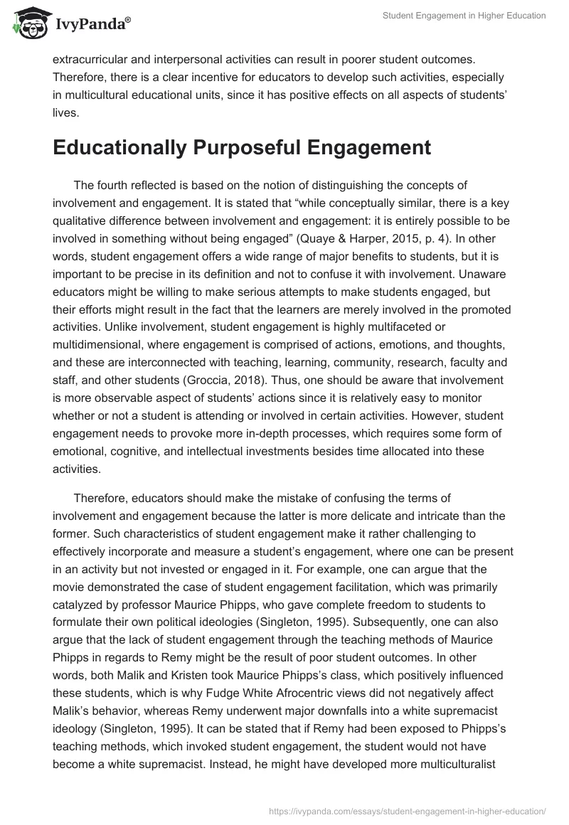 Student Engagement in Higher Education. Page 4