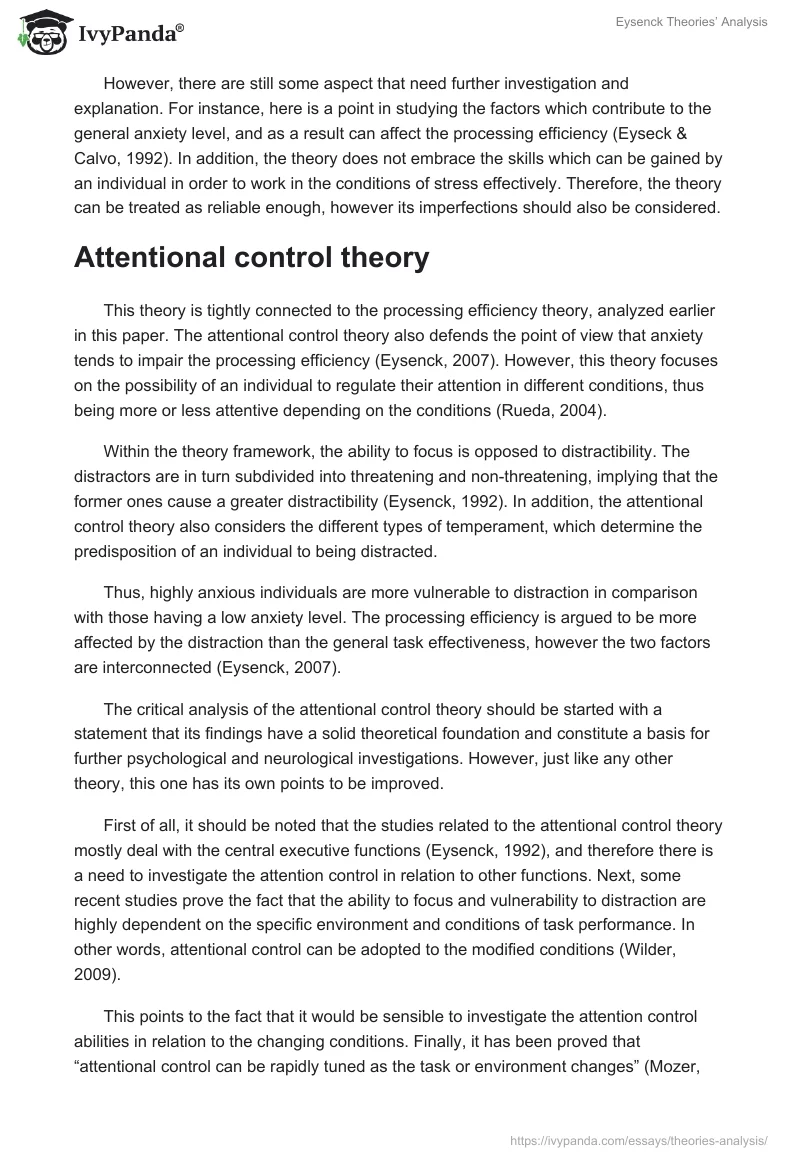 Eysenck Theories’ Analysis. Page 2