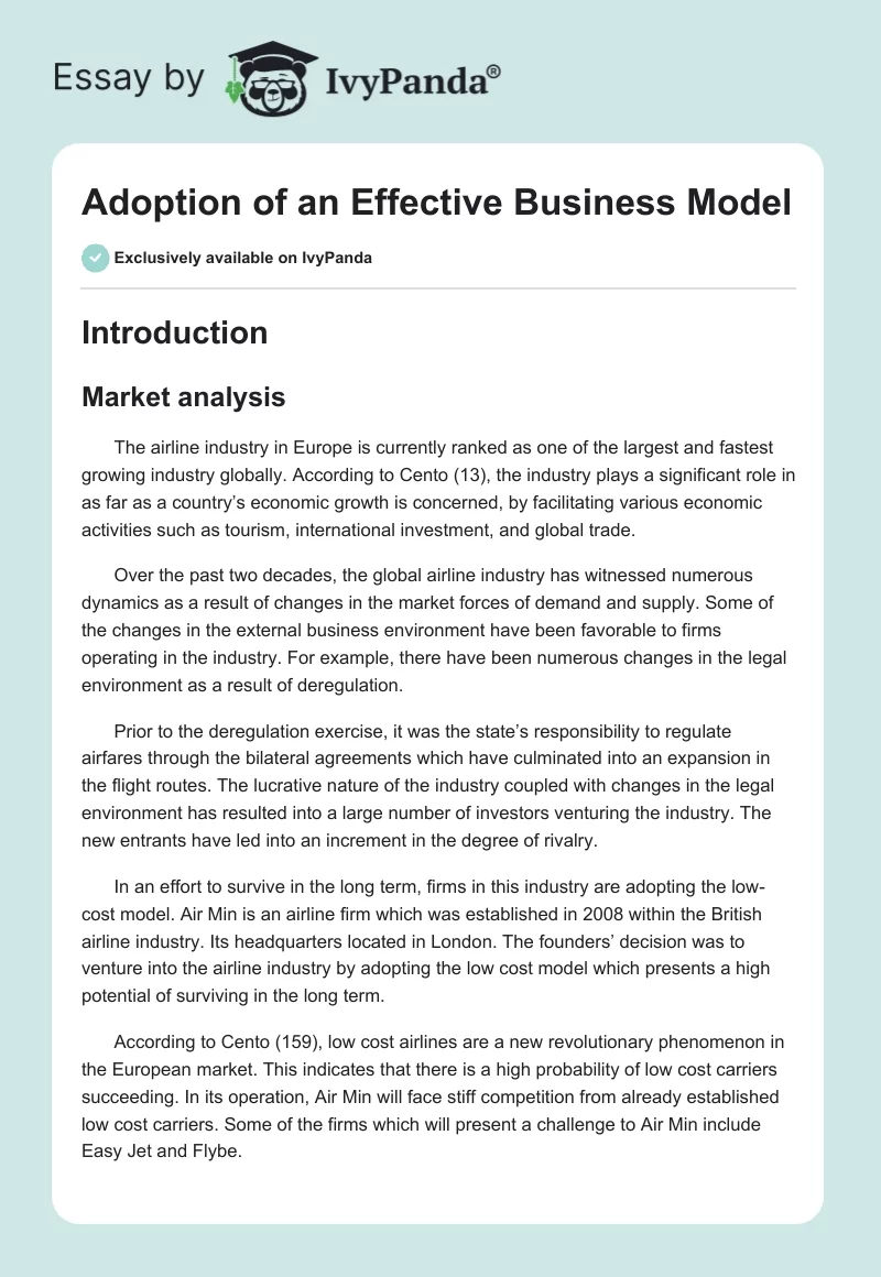 Adoption of an Effective Business Model. Page 1