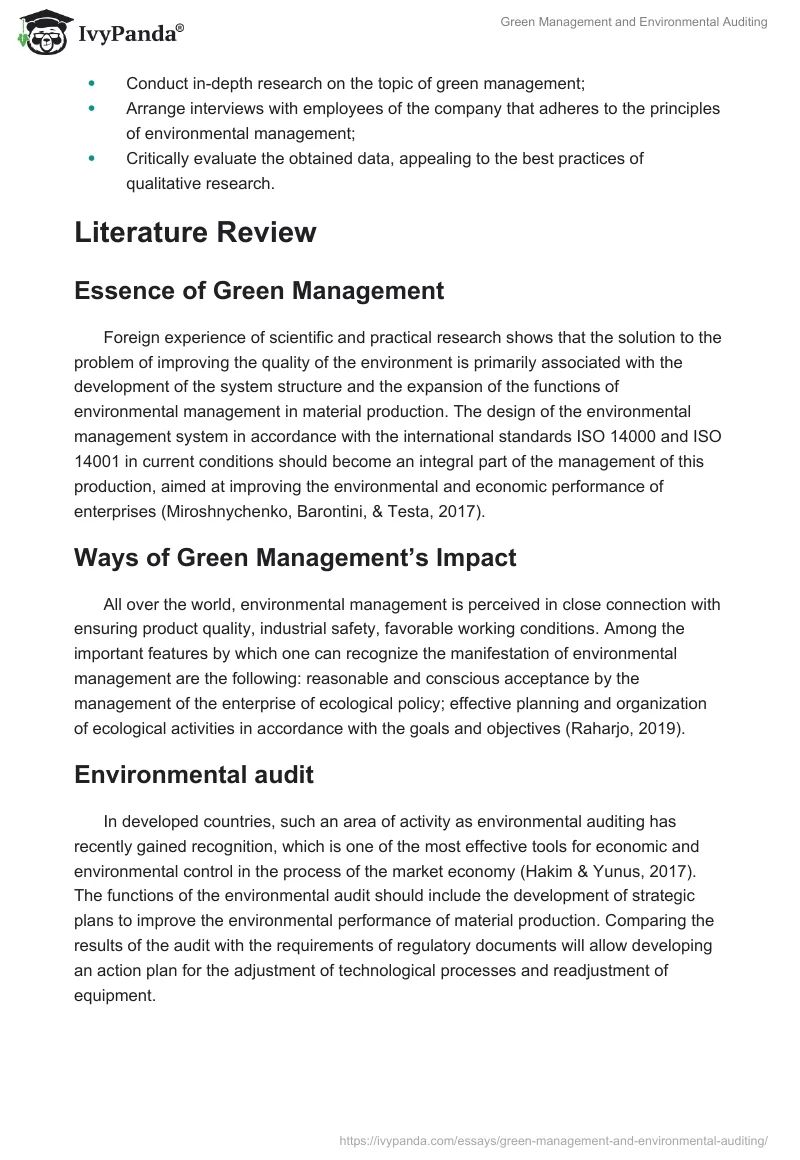 Green Management and Environmental Auditing. Page 2