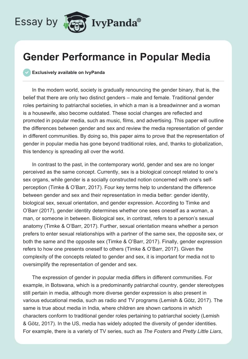 Gender Performance in Popular Media. Page 1