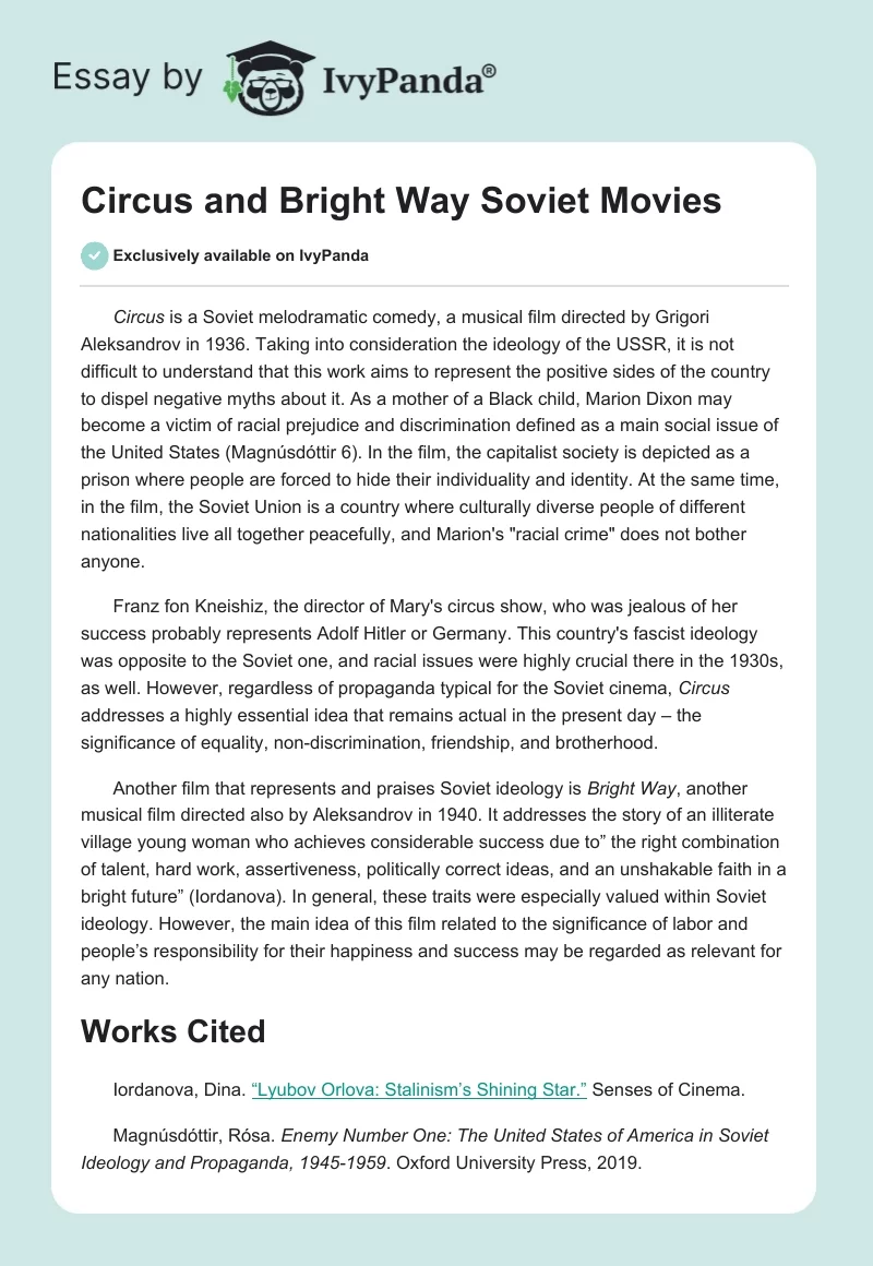 "Circus" and "Bright Way" Soviet Movies. Page 1
