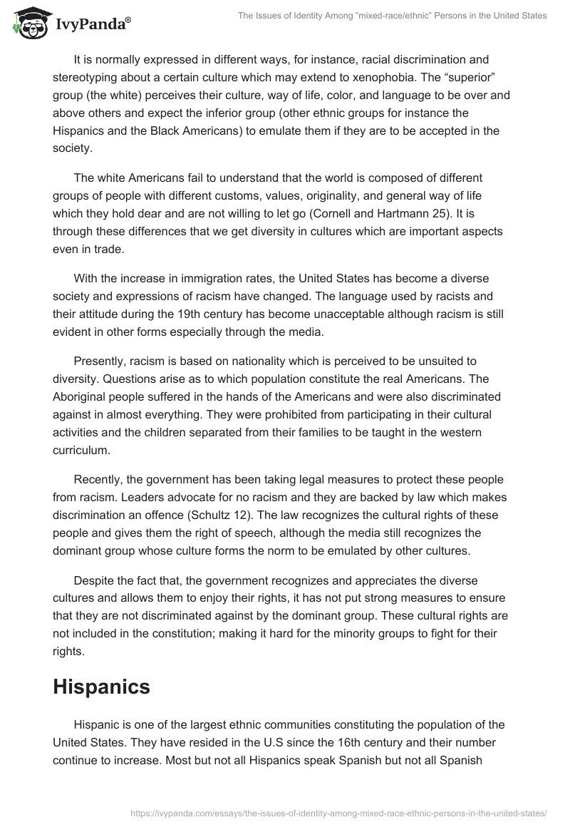 The Issues of Identity Among ”mixed-race/ethnic” Persons in the United States. Page 2