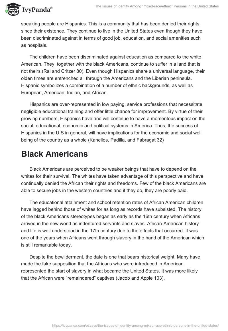 The Issues of Identity Among ”mixed-race/ethnic” Persons in the United States. Page 3