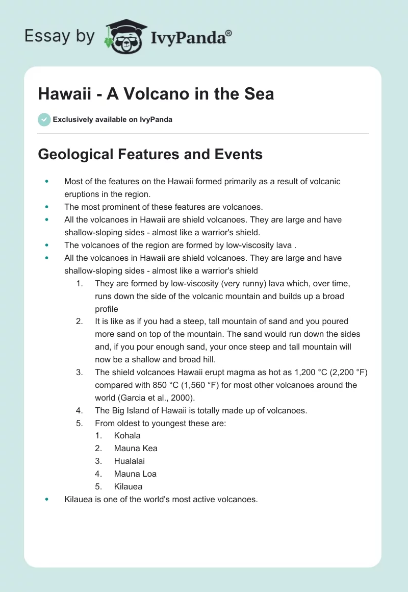 Hawaii - A Volcano in the Sea. Page 1
