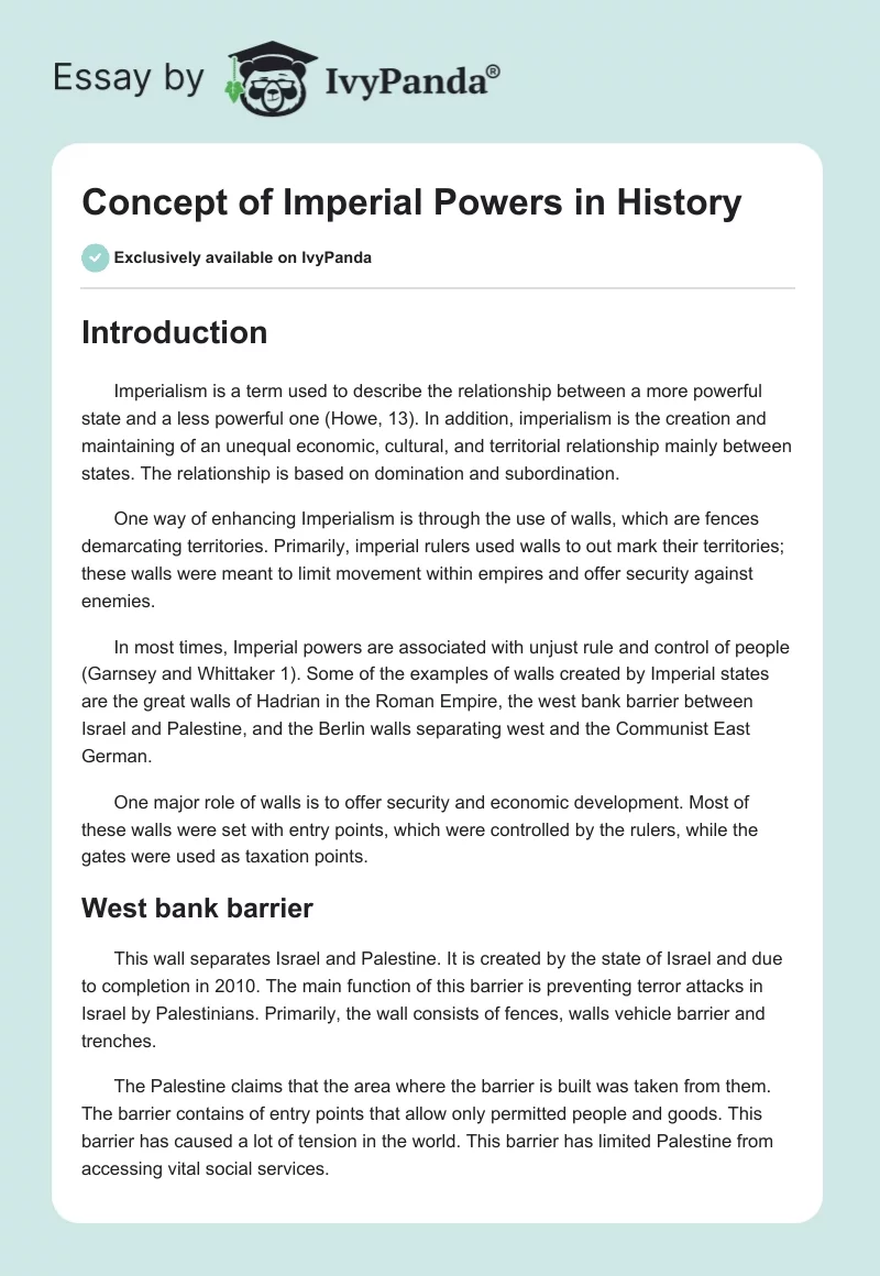 Concept of Imperial Powers in History. Page 1