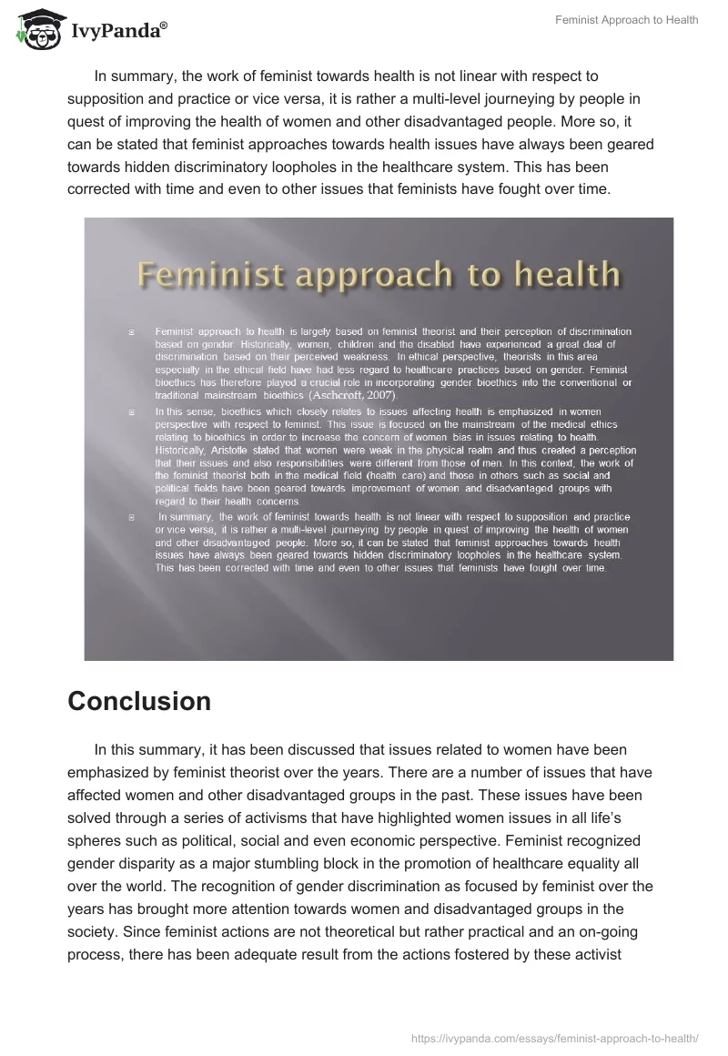 Feminist Approach to Health. Page 3