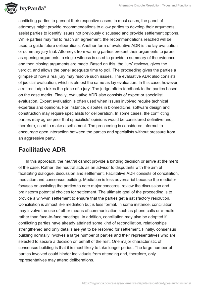 Alternative Dispute Resolution: Types and Functions. Page 4