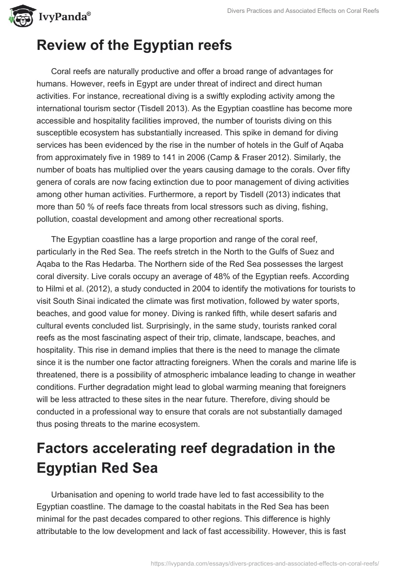 Divers Practices and Associated Effects on Coral Reefs. Page 3