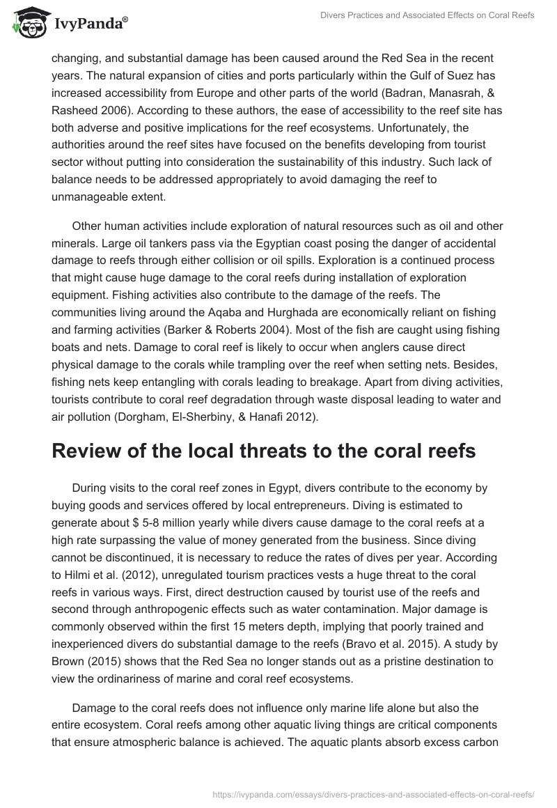 Divers Practices and Associated Effects on Coral Reefs. Page 4