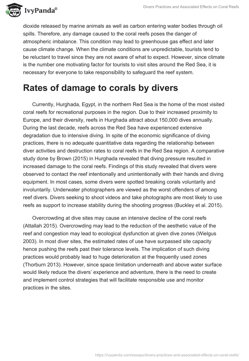 Divers Practices and Associated Effects on Coral Reefs. Page 5