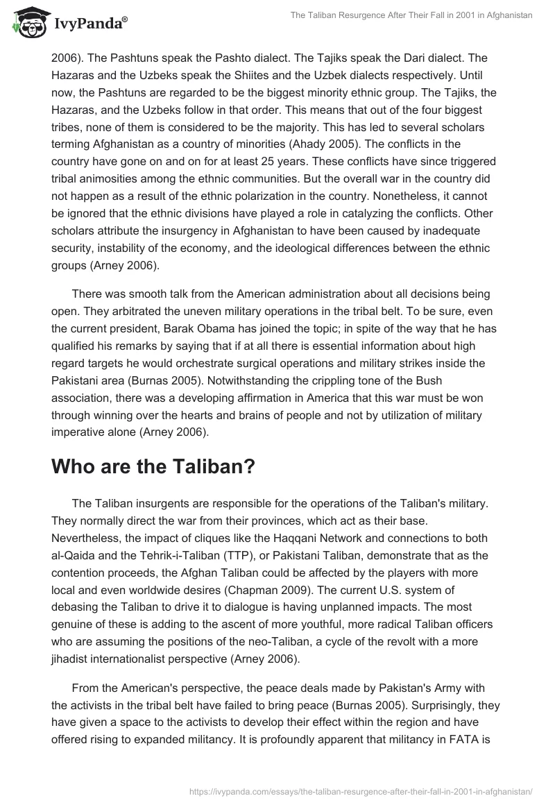 The Taliban Resurgence After Their Fall in 2001 in Afghanistan. Page 2
