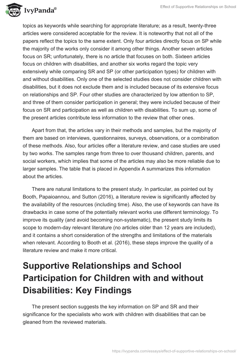 Effect of Supportive Relationships on School. Page 2