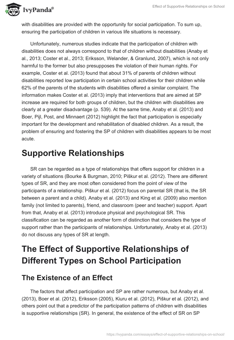 Effect of Supportive Relationships on School. Page 4