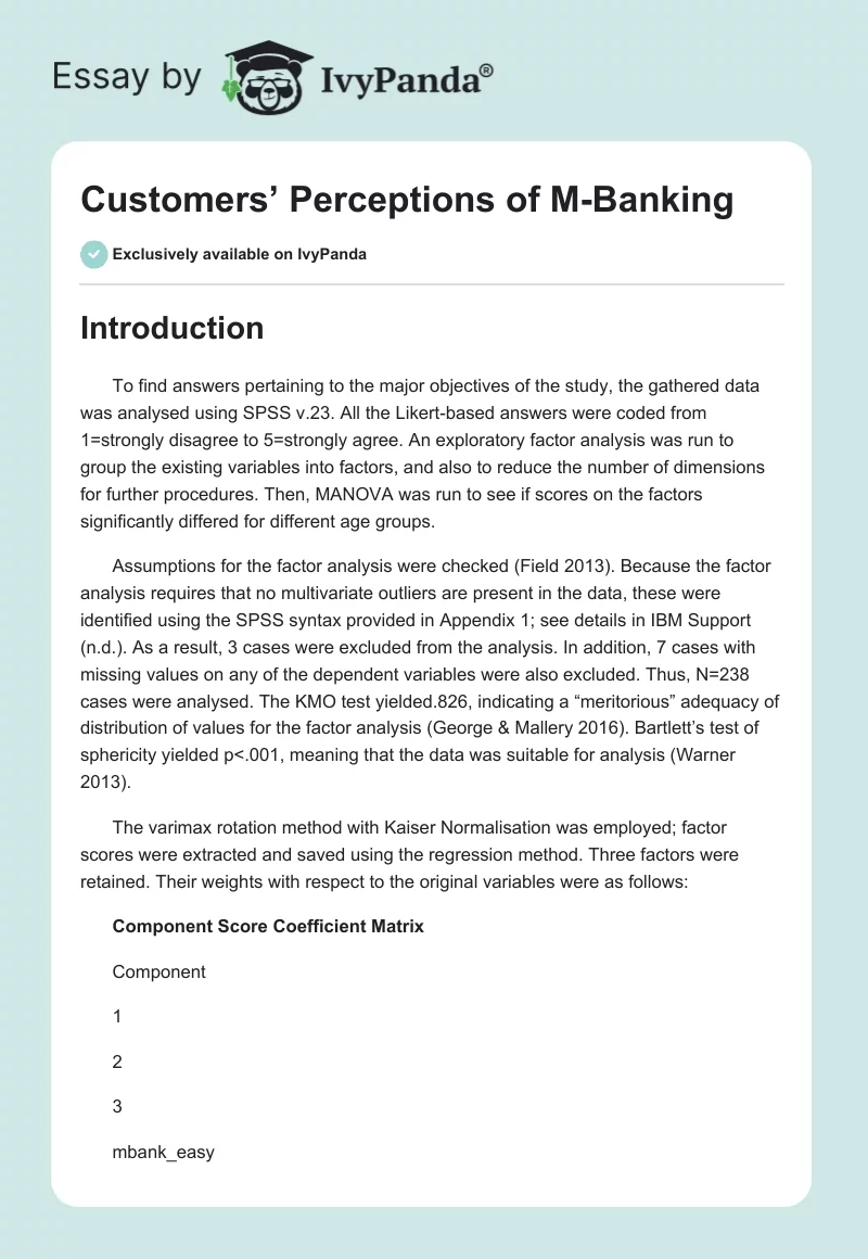 Customers’ Perceptions of M-Banking. Page 1