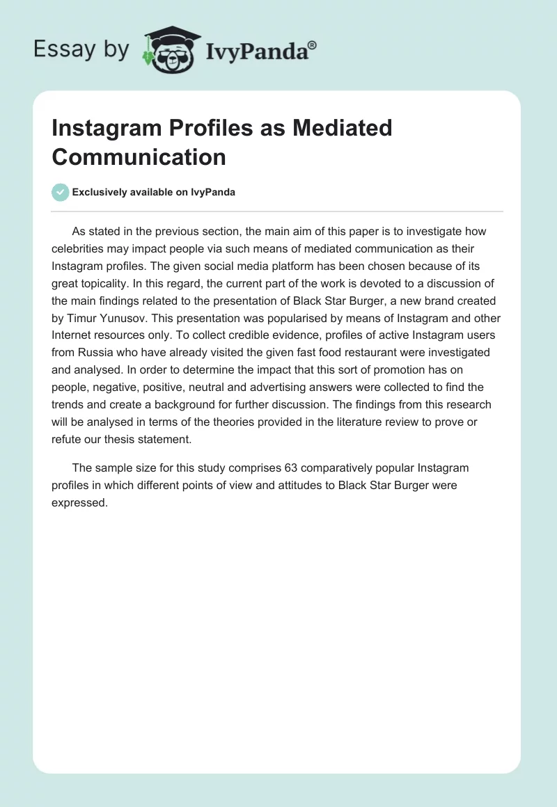 Instagram Profiles as Mediated Communication. Page 1