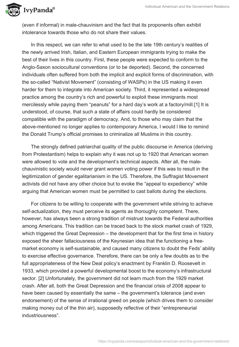 Individual American and the Government Relations. Page 2