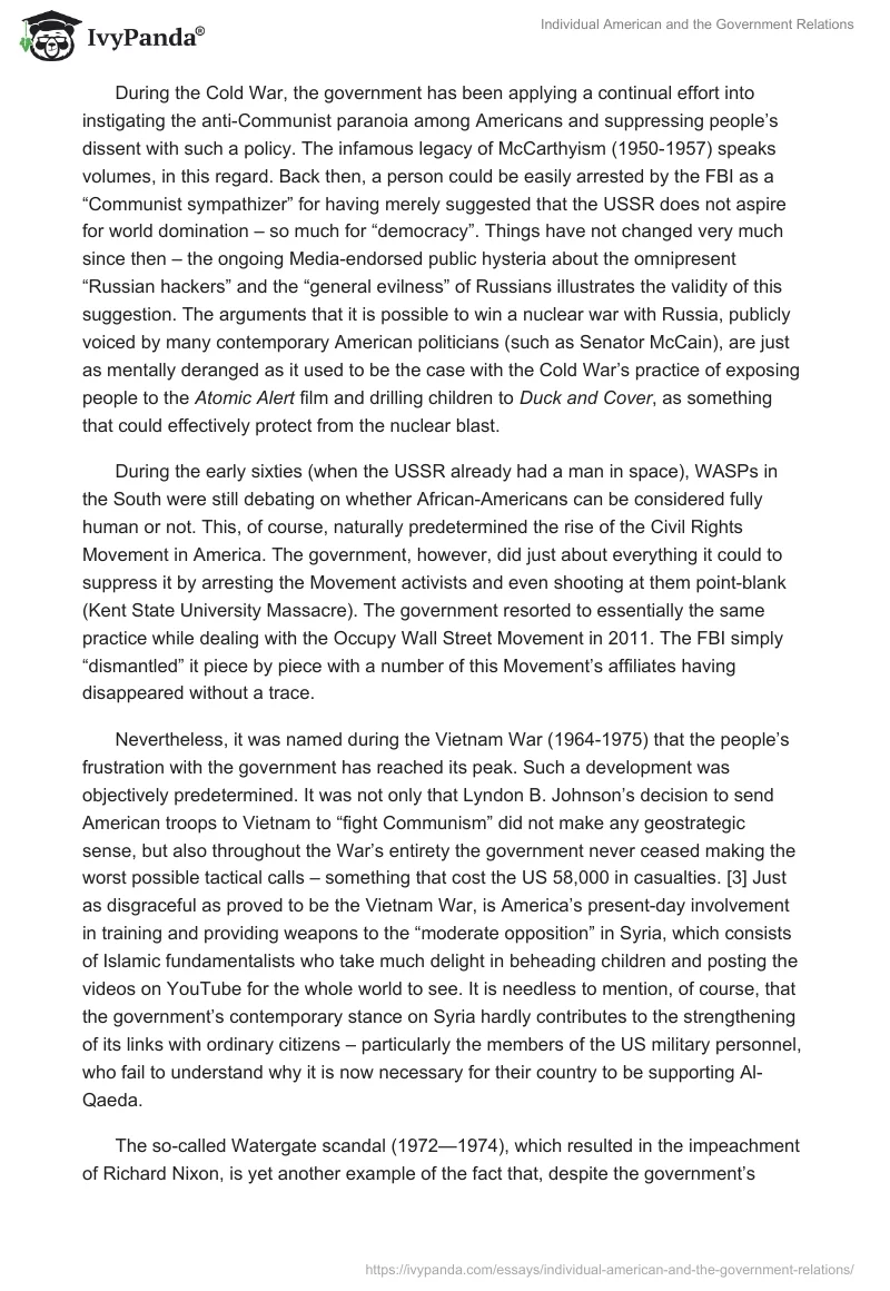 Individual American and the Government Relations. Page 3