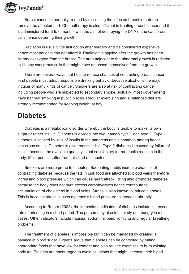 Breast Cancer: Disease Prevention. Page 2