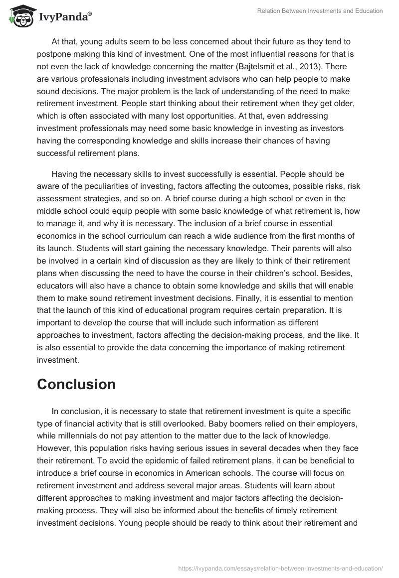 Relation Between Investments and Education. Page 4