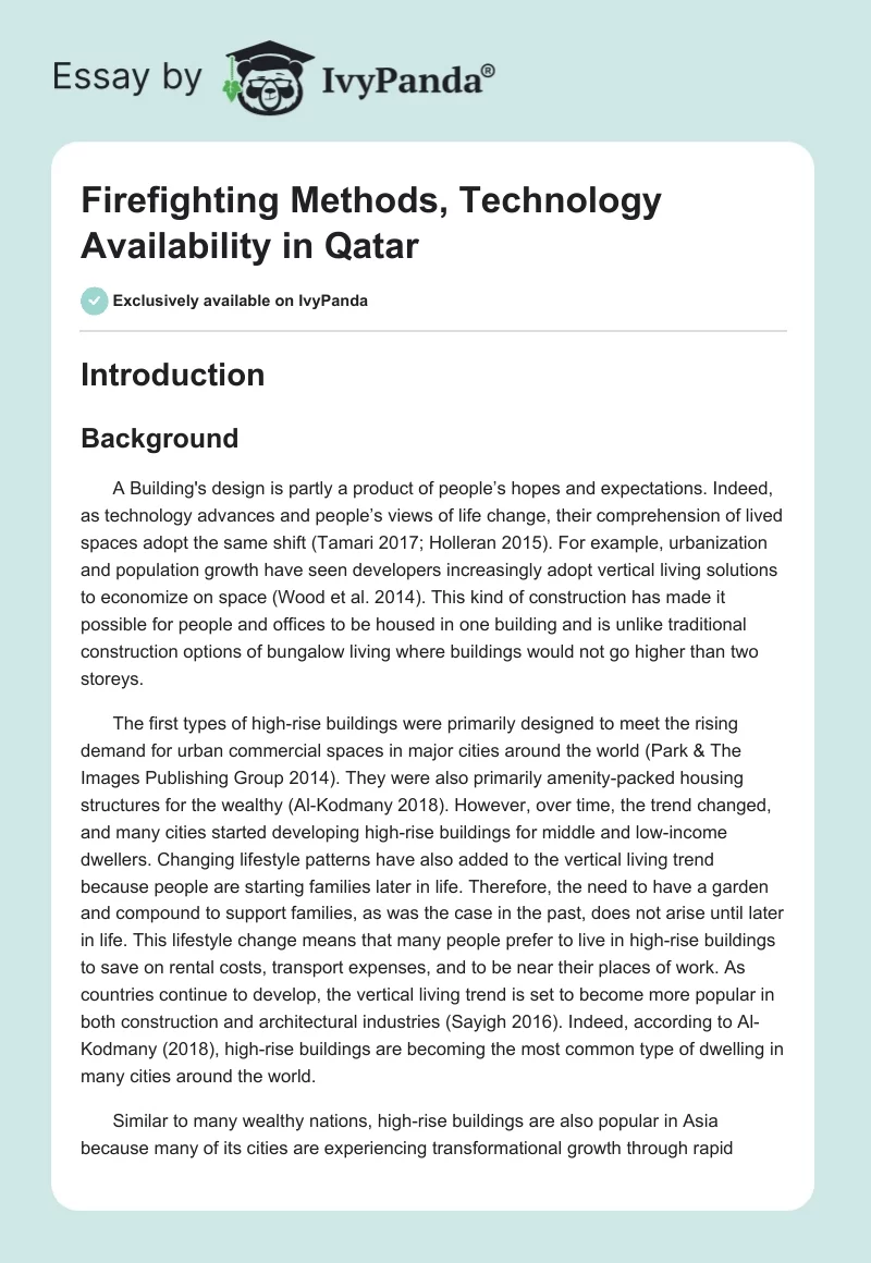 Firefighting Methods, Technology Availability in Qatar. Page 1