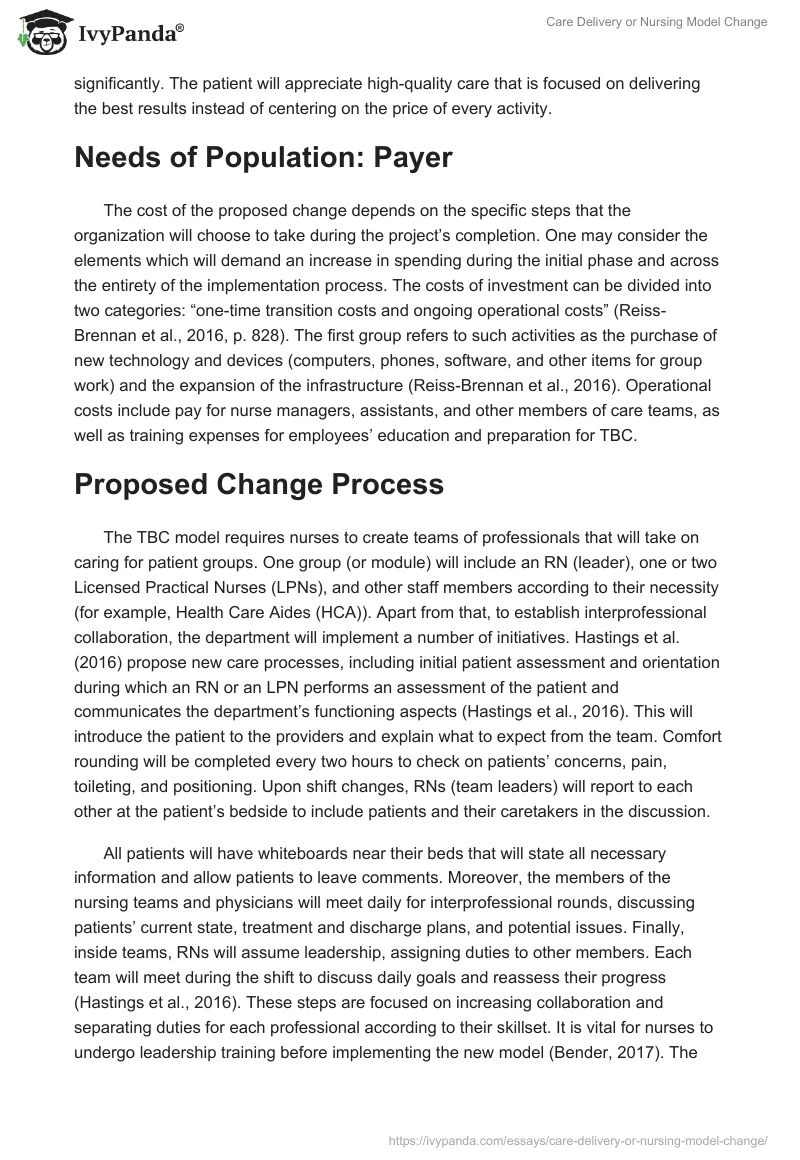 Care Delivery or Nursing Model Change. Page 4