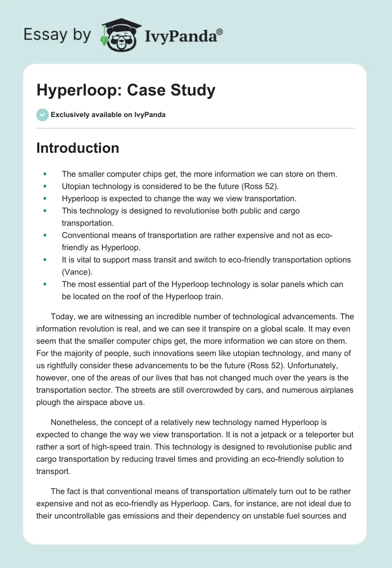 Hyperloop: Case Study. Page 1