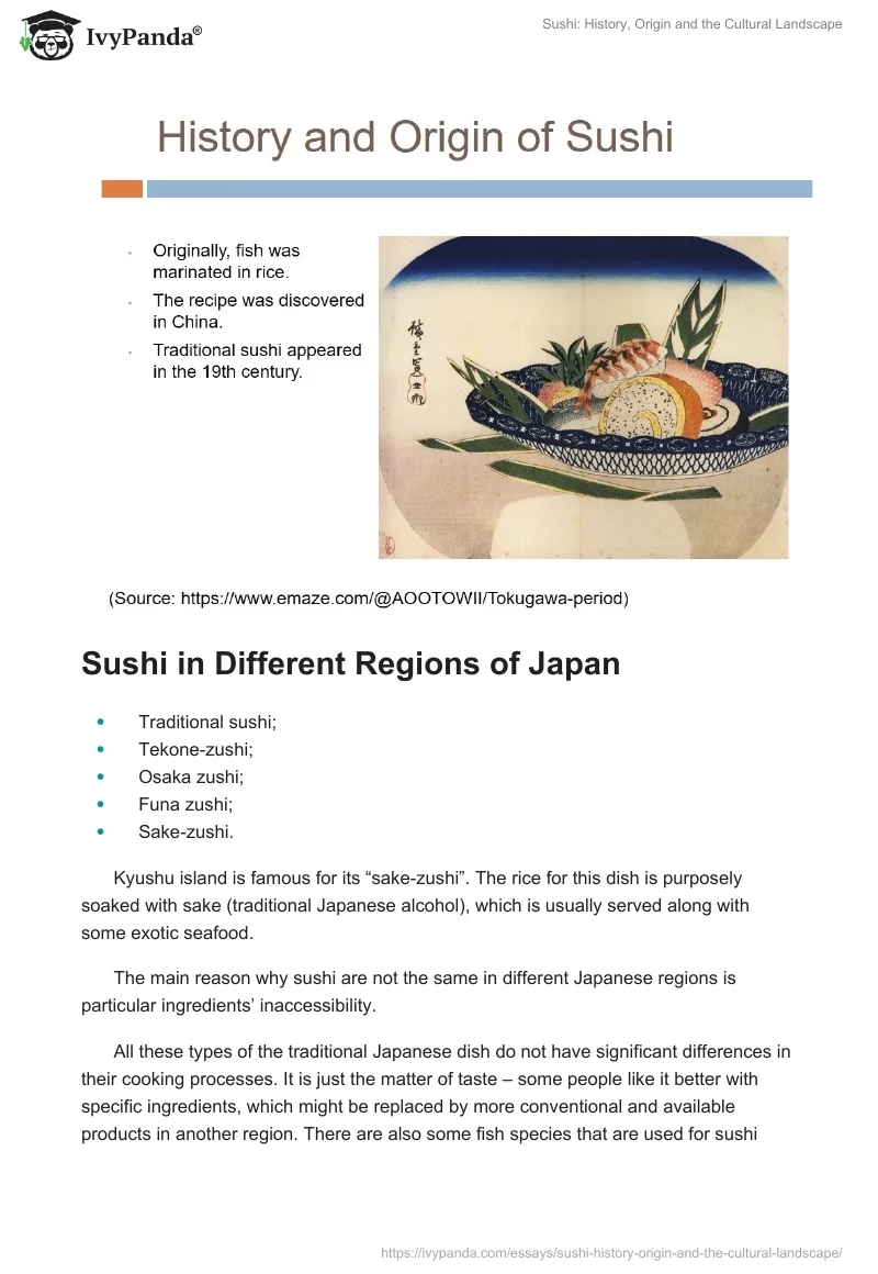 Sushi: History, Origin and the Cultural Landscape. Page 3