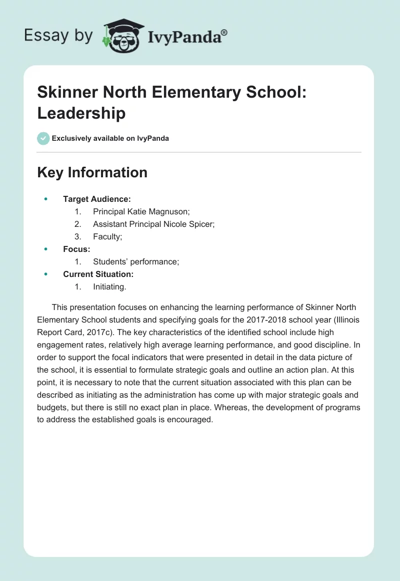 Skinner North Elementary School: Leadership. Page 1