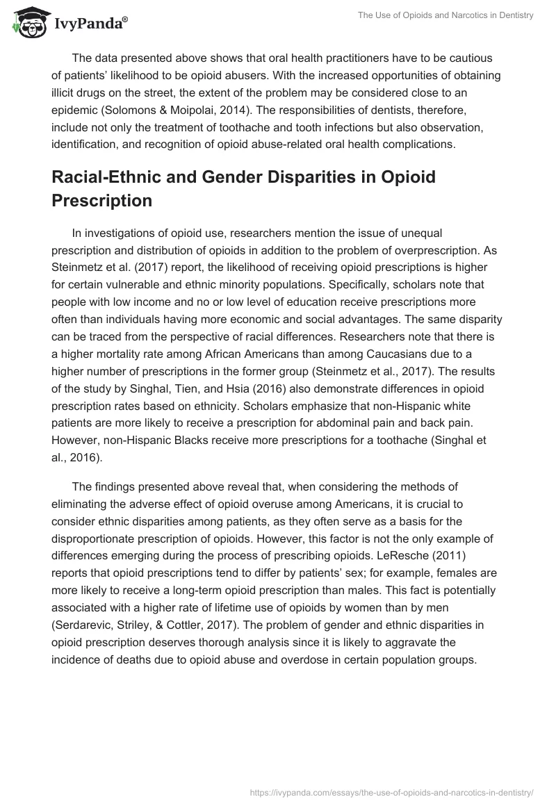 The Use of Opioids and Narcotics in Dentistry. Page 5
